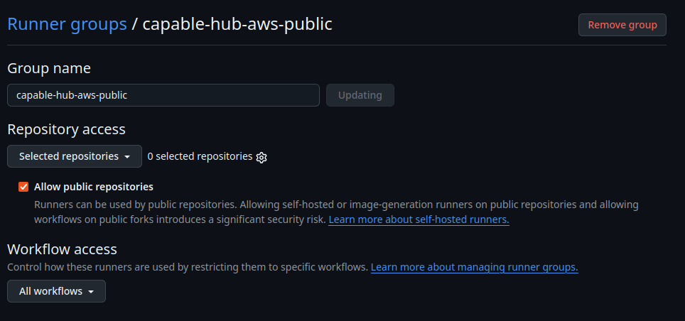 The Capable Hub GitHub Create Runner Group